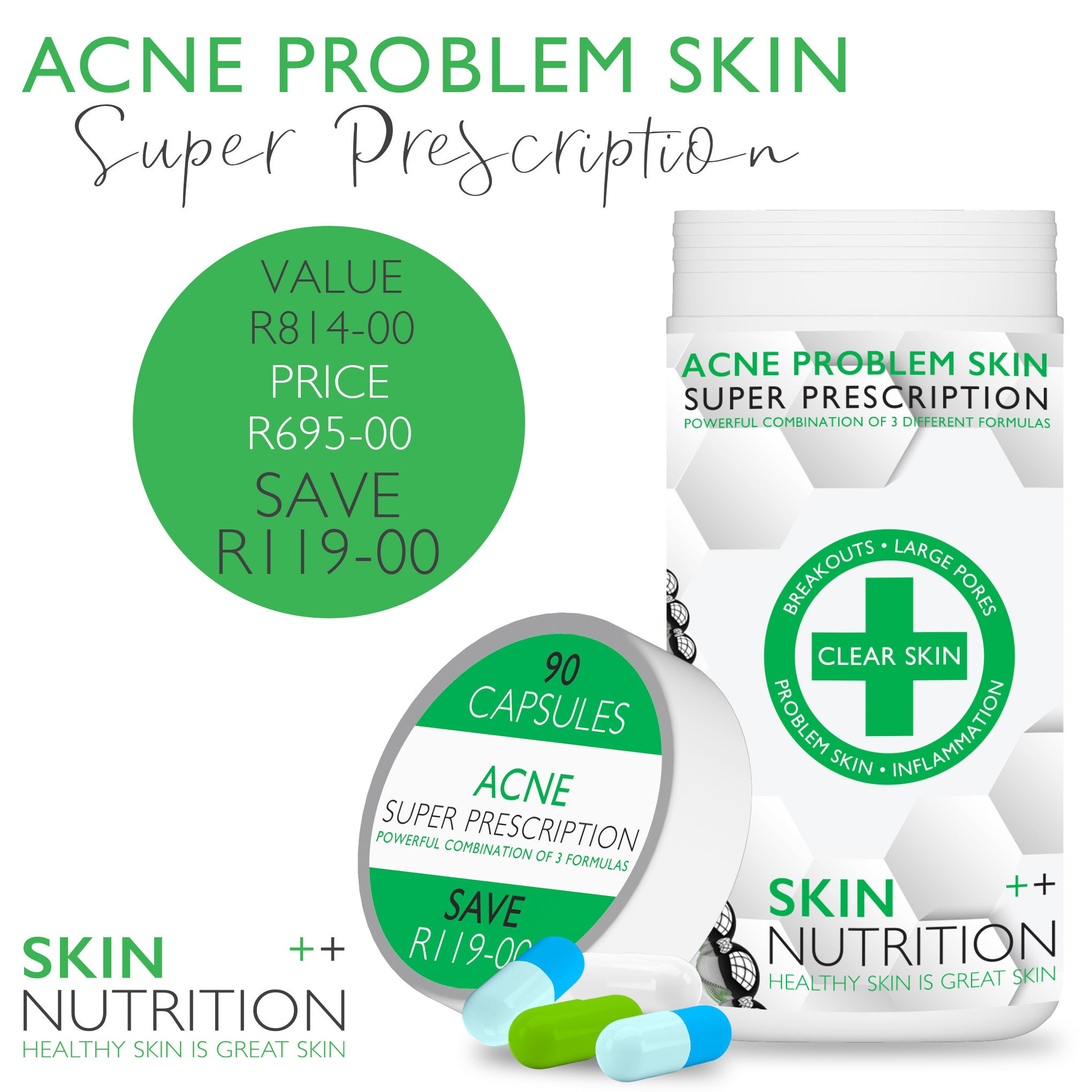 Problem Capsules Acne Problem Skin Super Prescription - 90 Capsules – Skin Nutrition SA